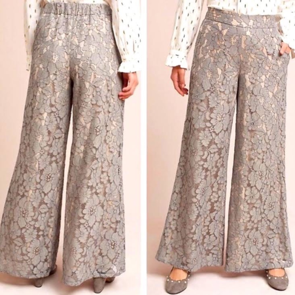 Anthropologie Feather Bone- Wide Leg Lace Pants